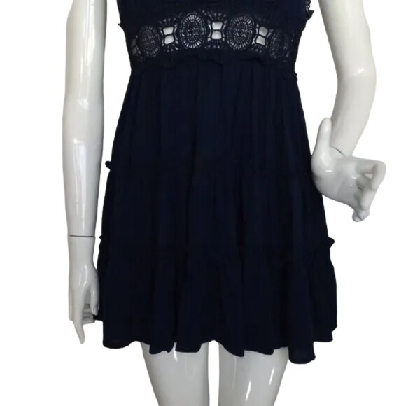 IRIS Dress, M, Lace Cutout Waist/Back straps, Mini/Short, Padded, Navy Blue - Picture 7 of 14